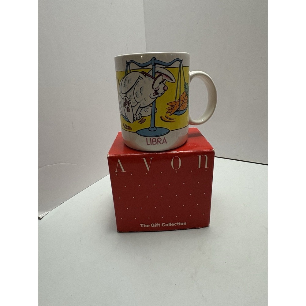 Vintage Libra Coffee Mug Avon Sips‎ & Signs Zodiac Horoscope Bunny Rabbit